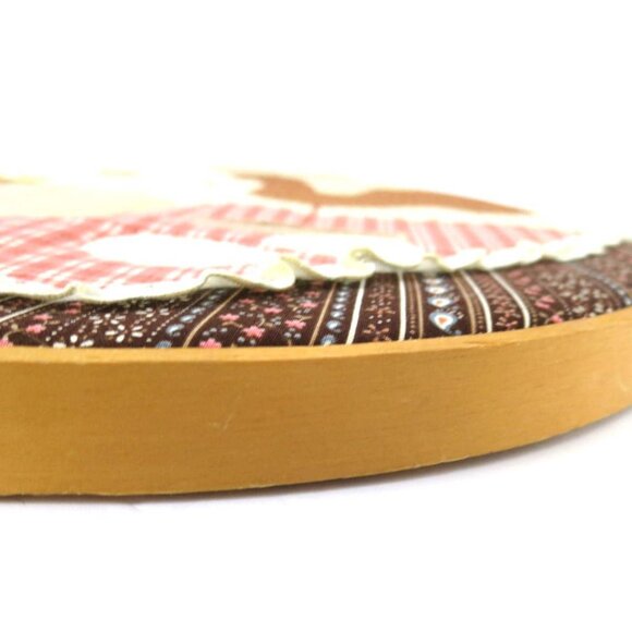 Vintage 1980s Kitchen Hoop Art Hanging Handmade Fabric Rooster Picture - Picture 2 of 6